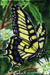 OOAK 2026 Painting YELLOW BUTTERFLY 4″x6″ Acrylic on Stretched Canvas Signed