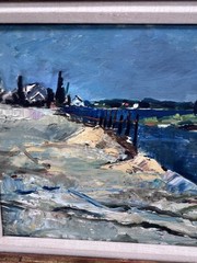 NICOLAI CIKOVSKY 1894-1984 Oil Painting Seaside Coastal Town Framed 21×17”