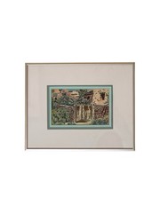 Authentic Framed Lyla Garcia Old Guadalupe Church Gate Pencil Signed Watercolor
