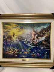 THOMAS KINKADE – THE LITTLE MERMAID – 22″ x 18″ CANVAS Painting w/COA
