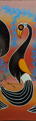MLAPONI THREE GOLDEN-WINGED LONGTAILS old CLASSIC TINGATINGA board 63.5 x 63.8cm