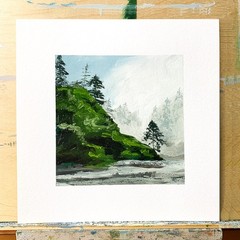 8×8 PNW Original Oil Painting Olympic National Park Landscape Coastal Art Signed