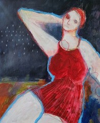 Original Painting Art Abstract Woman Figure Portrait 17×14