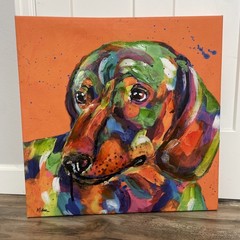 Dacshaund by Tracy Miller- Painting hand-embellished giclée Bright Colorful