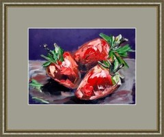Strawberry Painting Original Fruit Wall Art Food Oil Impasto Artwork Kitchen