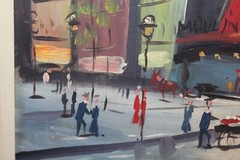 Vintage Paris France Oil Painting Street Scene Men Women Horse Buggy #2 Signed