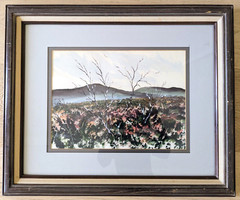 Mark Meisenholder Signed Framed Landscape Watercolor Gouache Painting