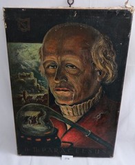 Antique Portrait Oil Painting Paracelsus on Canvas Alchemist Physician 45x33cm