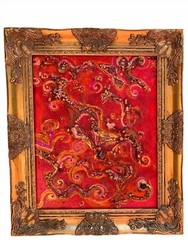 Original Textured Abstract Painting on Canvas , Signed Serg Graff, COA, framed