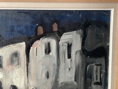 Mystery Expressionist Modernist Oil Painting 1950’s Signed – Night on the City