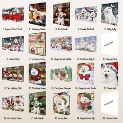 Samoyed Dog Canvas .75″ Personalized Digital Painting Christmas NWT
