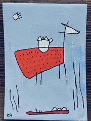 e9Art 5×7 ‚the anchorless sky‘ naive outsider art brut folk abstract childlike