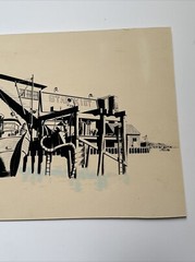 ANTIQUE PAINTING AMERICAN REGIONALISM TUNA STARKIST FACTORY WPA STYLE NAUTICAL