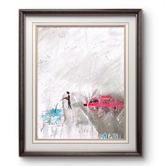Catching Fish In The Rain Bold Color Modern Abstract Art Original Canvas 11×14