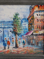Vintage 1980’s Original Signed Joyce French Paris Street Scene Oil Painting 10X8