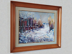 Old Italian Winter Landscape with Snow, Original Oil Painting on canvas signed