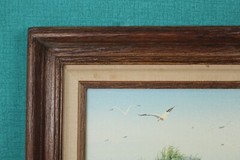 Vintage Original Oil Painting Beach Scene Sand Dunes Seagulls Ocean Signed