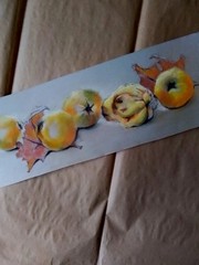 Fruit Painting Quince Pastel Painting Original Art from Ukraine