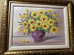 Leo Ritter „Still Life With Vase Of Flowers Scene“ Oil Painting – Signed/Framed