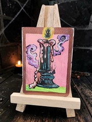 OOAK ACEO Original Acrylic Painting Widow’s Candle Curious & Cursed Katt Kelly
