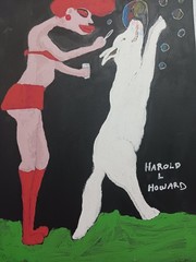 WOMAN AND DOG PAINTING 12×16 (FUN WITH BUBBLES) ORIGINAL AND SIGNED