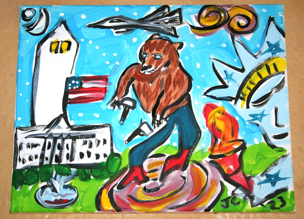 SECOND AMENDMENT THE RIGHT TO BEAR ARMS OUTSIDER FOLK ARTIST Jr CHARLIE FAST USA
