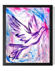 Guajardo Art: Love Dove 14X11 Original Canvas Whimsical Wall Decor