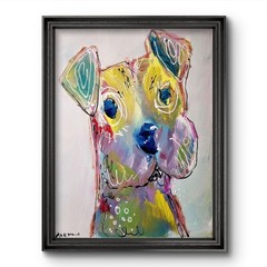 Original Dog Painting Abstract Expressionist Canvas 14×11 Puppy Pet Portrait