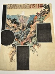 ANTIQUE ART DECO PAINTING ILLUSTRATION JOSEPH KRAEMER LISTED TRAIN CRASH COWBOY