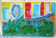 BIG PAINTING THE VISION Jr CHARLIE FAST OUTSIDER POLITICAL FOLK POP ART ABSTRACT