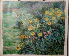 Canvas Oil Painting By P. Raphael „Garden In The Rue Cortot Montmartre, Paris“