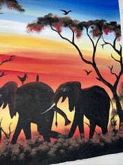 AUTHENTIC African Elephant Painting (NOT a Print or a Copy) African Art UNFRAMED