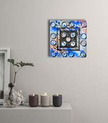 Abstract Blue Acrylic Picture 20x20cm Geometric Shapes Painting on Canvas