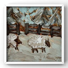 Sheep Painting English Countryside Landscape Pastoral Scene Rustic Country Art