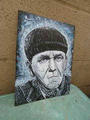 Three Stooges MOE comedy ICON new 8×10 wood original painting art signed Crowell