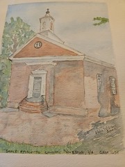 Orig Watercolor Painting Church Yorktown V.A Signed Helen Wilson 2002 Unframed