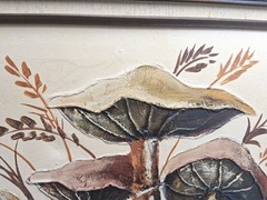 Vintage 1970s Frank Walcutt Texture Mushroom Painting MCM Framed Wall Art Signed