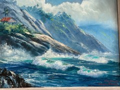STEPHEN SANDS ORIGINAL „WINDWARD MAUI“ HAWAII OIL PAINTING ON CANVAS 1982 FRAMED