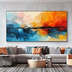 Red Large Wall Art Paintings Red Hand Painted Abstract Oil Painting on Canvas