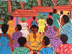 Oil Painting Portrait Haiti Haitian Ethnic Folk Art Portrait Marketplace Village