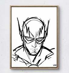 Laeknapes The Flash Sketch 12×9 Original Abstract Paper Decor Painting Artwork