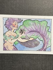 ACEO original ink and watercolor „Purple Mermaid #1″, 2.5″ x 3.5“