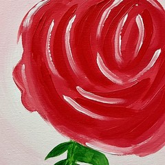 RiverRunArt Original Botanical Acrylic 12×12 Flowers Canvas Red Dramatic Wall Ar