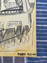 MARK ROTHKO drawing and painting on old paper signed stamped vintage