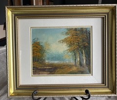 Vtg Phillip Cantrell Signed Oil Painting Autumn Landscape Birch Trees