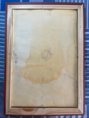 JAMES LESESNE WELLS DRAWING ON ANTIQUE PAPER, FRAMED ON WOOD, SIGNED AND SEALED
