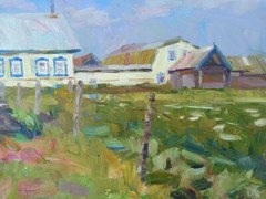 Oil painting On summer day Ukrainian painter Canvas original landscape decor art