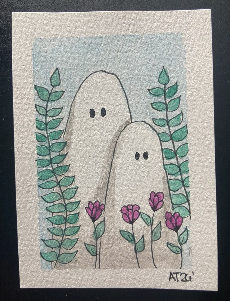 Ghost Portrait ACEO Original Watercolor And Ink 2.5×3.5