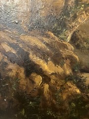 Oil On Panel 19th Century Depicting A Bridge Label On The Back And Signed