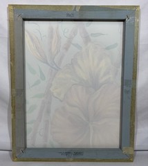 Vintage 1990s D. Wright Original Folk Art Oil Painting Yellow Hibiscus Flower